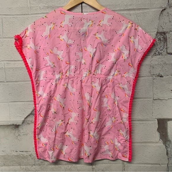Pink Girls Unicorn Dress Caftan Small 6x Rainbow‎ Cute Cat & Jack Children Bow - Picture 4 of 6